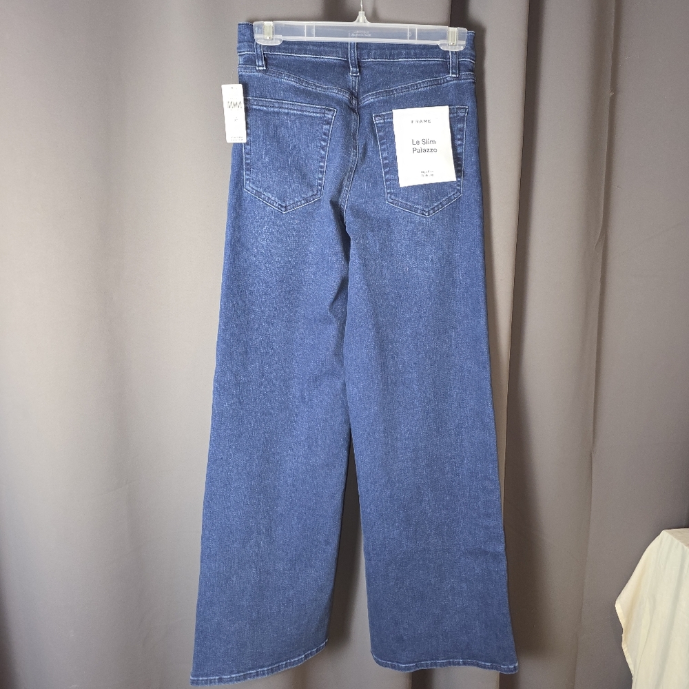 FRAME Le Slim Palazzo Jeans 28 NWT Anthropologie High Rise Wide Leg Dark Denim